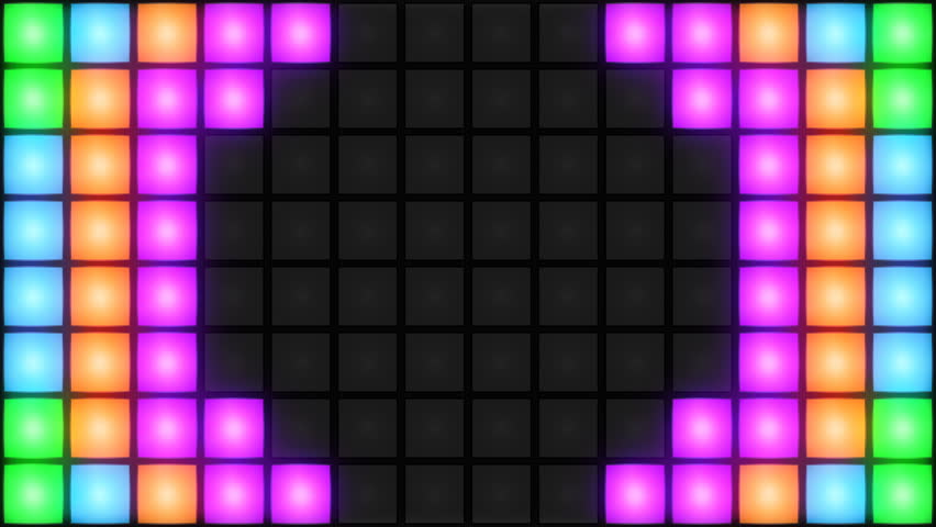 Colorful Disco nightclub dance floor LED dancing wall glowing light grid dancefloor musical background vj seamless loop club animation
