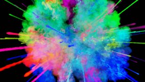 explosion of powder isolated on black background. 3d animation of particles as colorful background or overlays effects. Burst of rainbow colors powder for bright presentation like holi festival. 35 - Powered by Shutterstock - Get 15% off with code: PIKWIZARD15