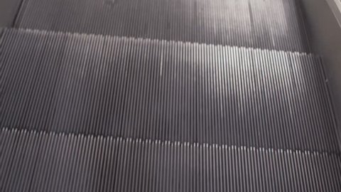 close up of escalator steps on running escalator
