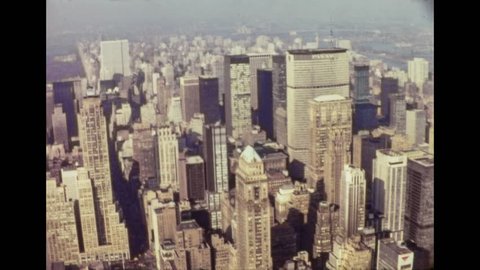 New York 1960s: Panoramic view over New York City from the top of a skyscrape