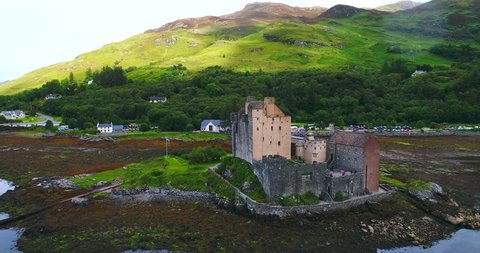 Eilean Donan Castle aerial Scotland 