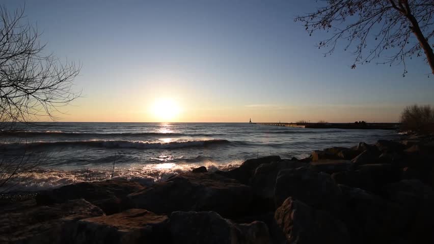 Sunrise on the shoreline in Wisconsin