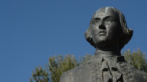 Face sculpture of Bernardo de Galvez, independence hero of United States