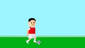cartoon soccer player running with the ball. footage. animation