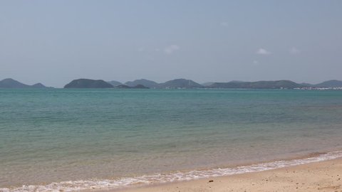 Beaches and sea with blue-green sea on a clear day in Thailand 