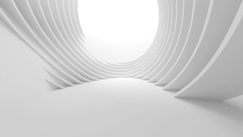 3d Abstract Tunnel Background. Minimalistic Interior Design Animation. Futuristic Architecture Concept