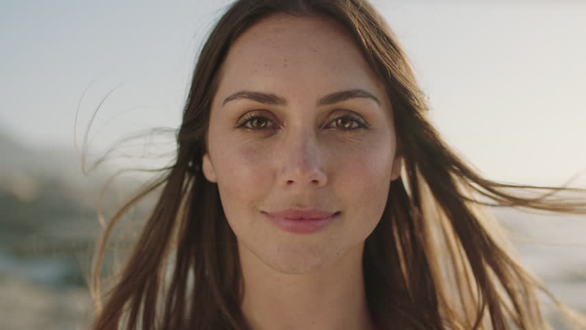 Close up portrait of attractive woman smiling brunette confident pretty | Shutterstock HD Video #1008333529