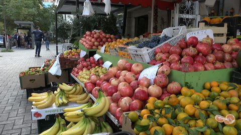 Tirana Albania October 2017 Fresh Fruit Stock Footage Video (100%
