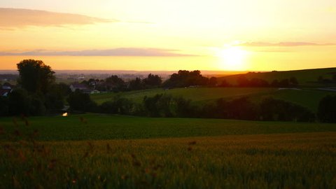 Sunset over a rural landscape in Germany.
