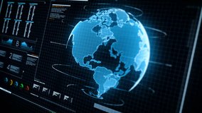 
UI User Interface Dark blue background with world map graph bar pi and HUD element for cyber technology and futuristic concept dark and grain processed - Powered by Shutterstock - Get 15% off with code: PIKWIZARD15