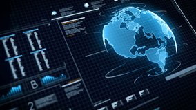 
UI User Interface Dark blue background with world map graph bar pi and HUD element for cyber technology and futuristic concept dark and grain processed - Powered by Shutterstock - Get 15% off with code: PIKWIZARD15