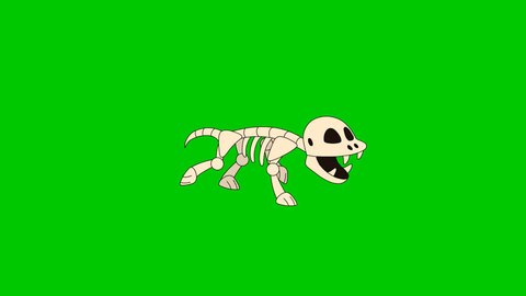 Skeleton Dog Flower. The animation skeleton dog pees on the ground and grows a flower. The original file HD 1080 has an alpha channel. 29.97 fps