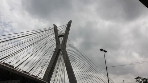 SAO PAULO, BRAZIL - CIRCA FEBRUARY 2018: Timelapse of the Stately Bridge of the city of Sao Paulo
