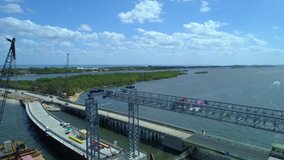 Aerial video Southern Boulevard Bridge construction 4k