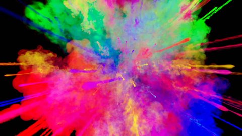 firework of paint, explosion of colorful powder isolated on black background. 3d animation as a colorful abstract background. Rainbow colors 41