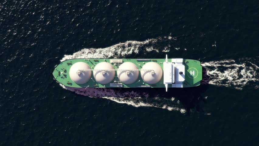 LNG tanker in the ocean, top view | Shutterstock HD Video #1008399103