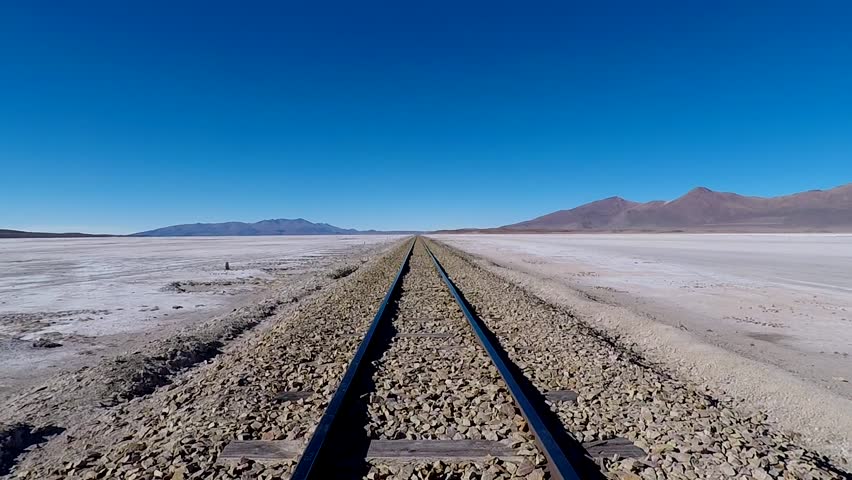 Railway through desert from Bolivia to Chile