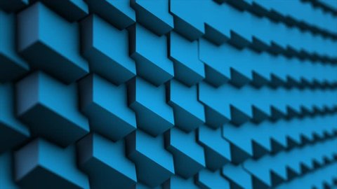 Transforming Cubes wall background. Abstract Cubes Background Random Motion, 3d Loopable Animation. Blue cubes