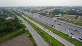 4K HD footage clip of the highway with traffic of the right-hand traffic system.