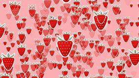 Simple strawberry video background in vintage retro style. 4K UltraHD motion graphic animation.