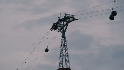 Time Lapse of Cable Car System in Singapore Under Rapidly Changing Weather Conditions