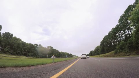 Tennessee, USA-July 15, 2017. POV point of view - Driving West on Interstate highway through Tennessee.