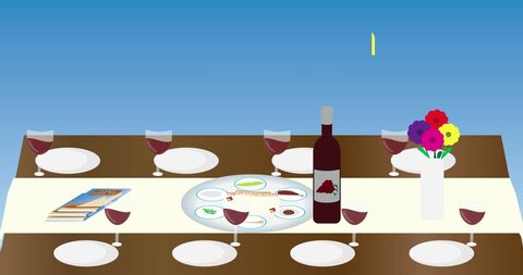 Passover jewish Holiday Seder table and greeting animatiom