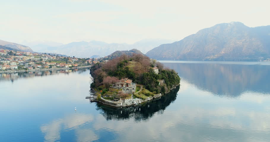 Comacina island, Lake Como, an aerial view