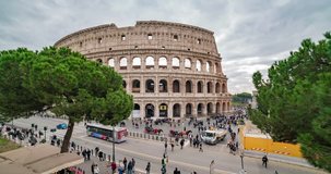 Roma, Italy. Colosseum simbol of Rome, Italy 4k time lapse