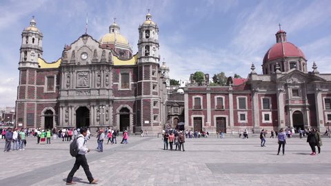 MEXICO CITY, MEXICO - FEBRUARY 11, 2018: The ancient Basilica of Our Mary of Guadalupe (1709). Basilica is one of most important pilgrimage sites of Catholicism, is visited by several million people e