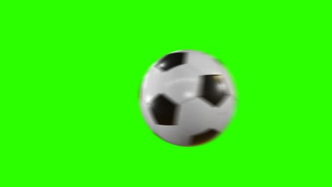 Set of 4 Videos. Beautiful Soccer Ball Hits the Camera in Slow Motion on Green Screen. Football 3d Animations of Flying Ball. 4k Ultra HD 3840x2160.
