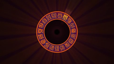 Orange Maya zodiac wheel calendar - animated illustration 