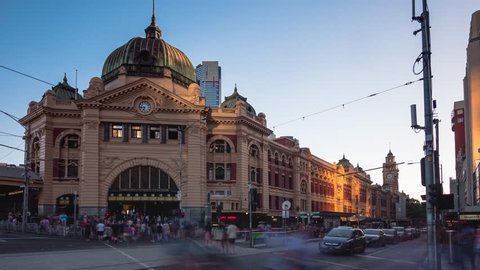 time lapse video of Flinders street station. It is the busiest station on Melbourne's metropolitan network.