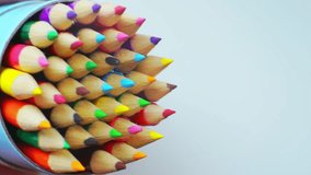 set of bright colored sharpened pencils closeup.Soft focus.Shallow depth of field.Toned. 1920X1080 Full HD video