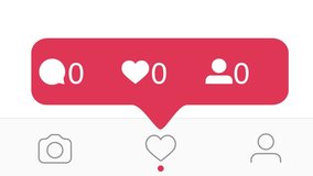 Comments, Likes, Follower counter Increase Quickly Animation with User Interface