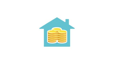 Motion graphic animation of houses with money from small to large size
