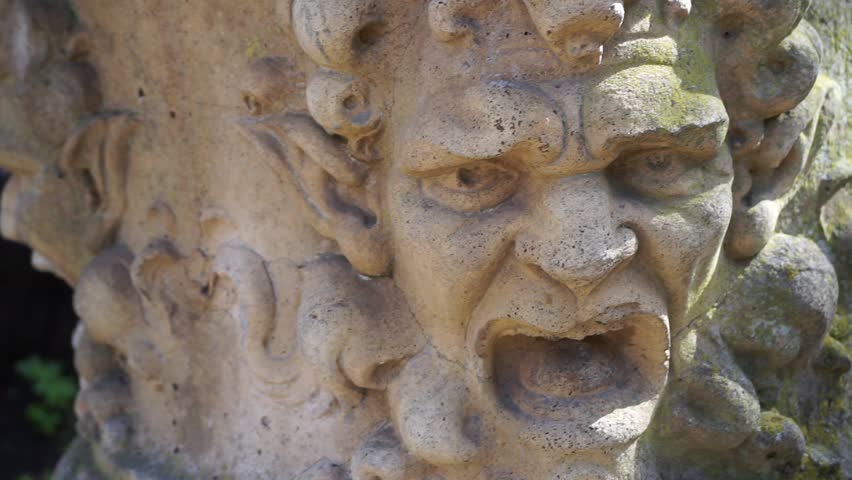 decorative marble demon in a public park