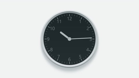 Office wall clock measuring off working hours from 8 a.m. to 6 p.m. Time lapse animation