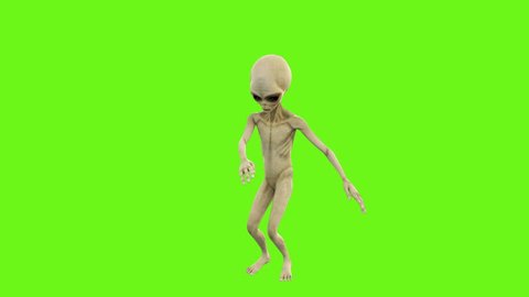 Alien dancing. Loopable animation on green screen. 4k.