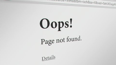 Web Browser with "Oops! Page not found" Message. 3 Different Points of View.