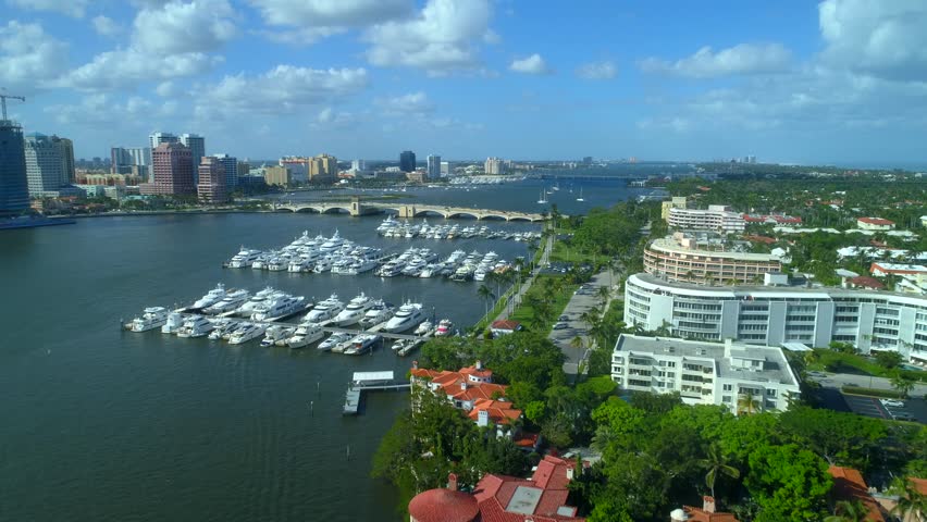 Aerial drone video Palm Beach Docks