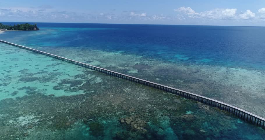 A traditional bridge connection to Bajau village in Sulawesi, Indonesia