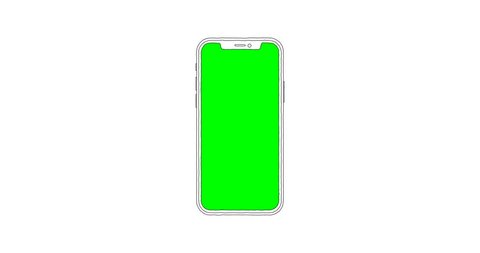 Hand drawn cartoon style touch screen smart phone with green screen looped animation template for mobile app application