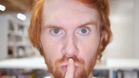 Slow Motion of Silence Gesture by Man, Silent Close Up