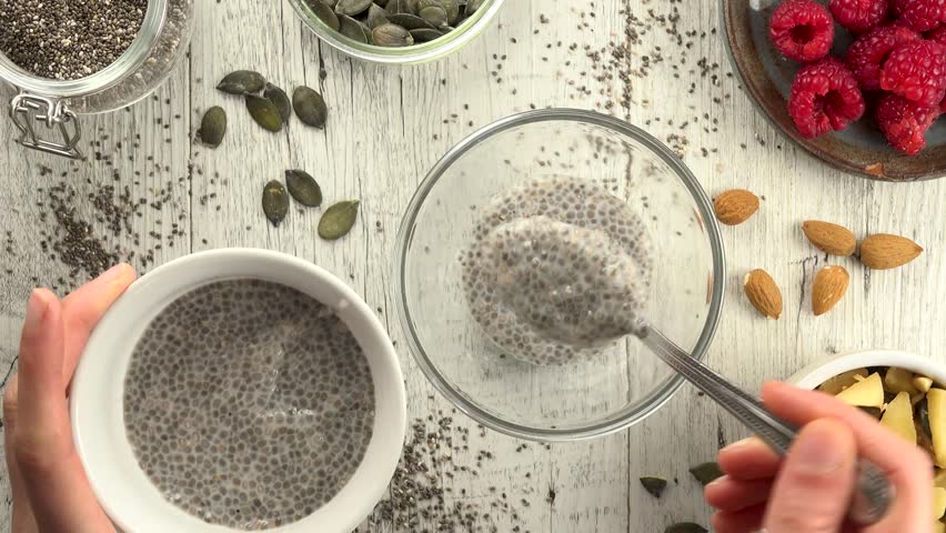 Cooking chia pudding | Shutterstock HD Video #1008615220