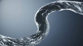 Pouring surreal curved water column stream digital simulation seamless loop slow motion isolated animation on gradient background new quality natural motion graphics cool nice beautiful 4k footage