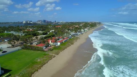 Drone video West Palm Beach Florida beach mansions 4k 60p