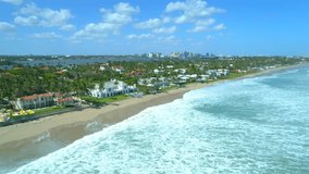 Aerial tour Palm Beach Florida luxury beachfront real estate mansions wealthy homes