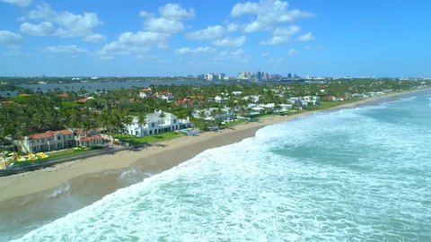 Aerial tour Palm Beach Florida luxury beachfront real estate mansions wealthy homes