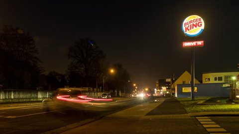 MOERS / GERMANY - DECEMBER 31 2016 : Cars passing the Burger King Drive in